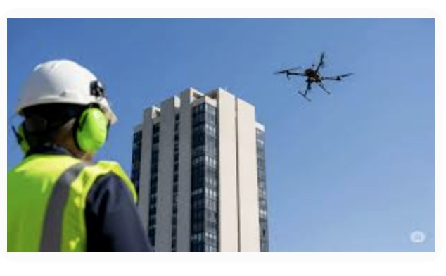Inspeção predial com drone em fachada
