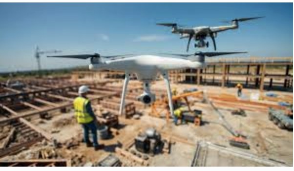 Drone acompanhando obra e cobertura técnica